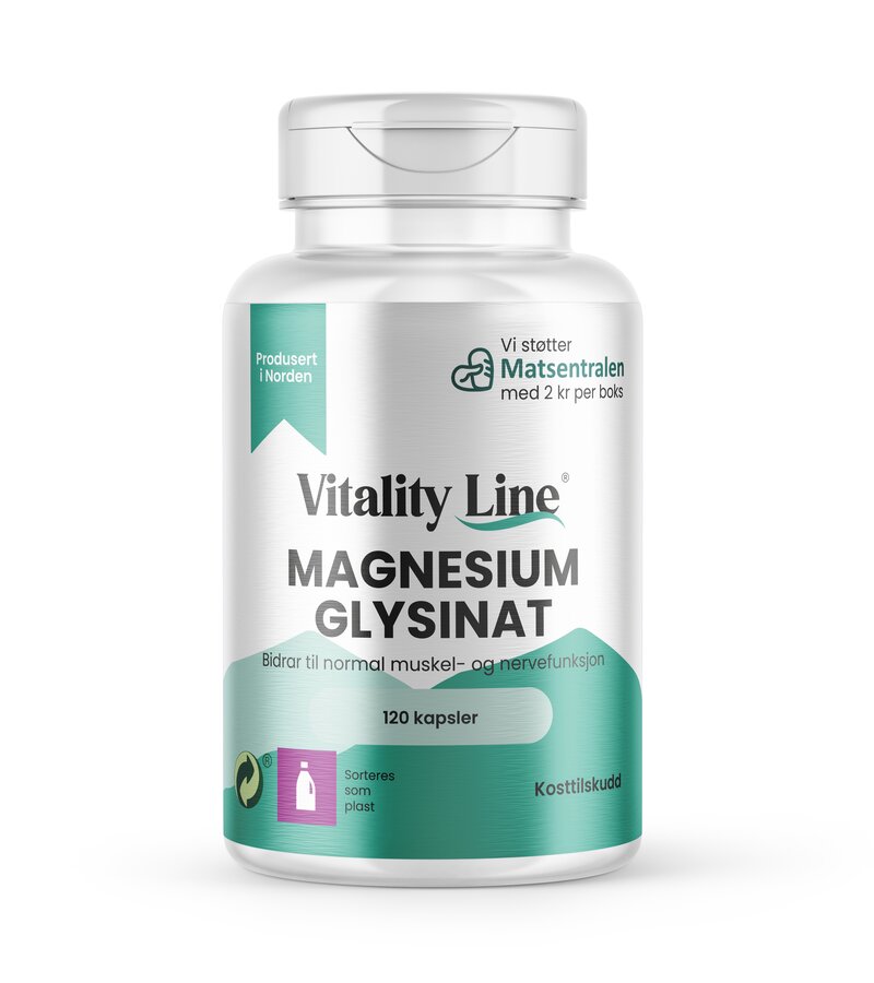 Magnesium glysinat 350 mg 120 kapsler