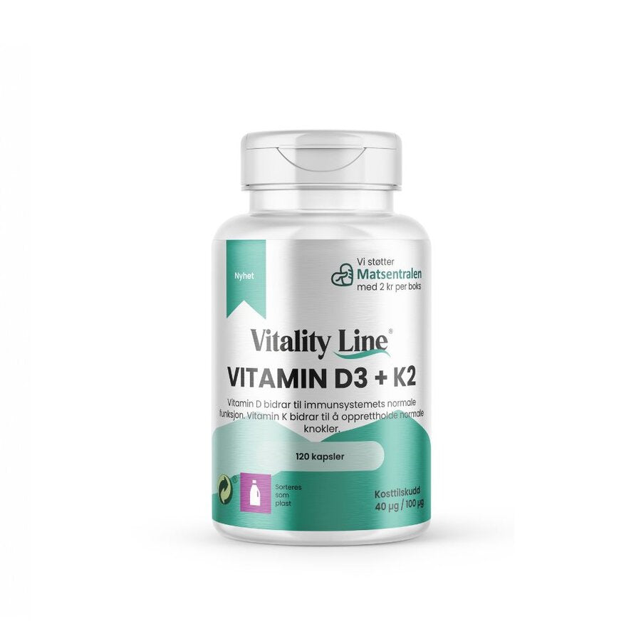 Vitamin D3 & K2 120 kapsler